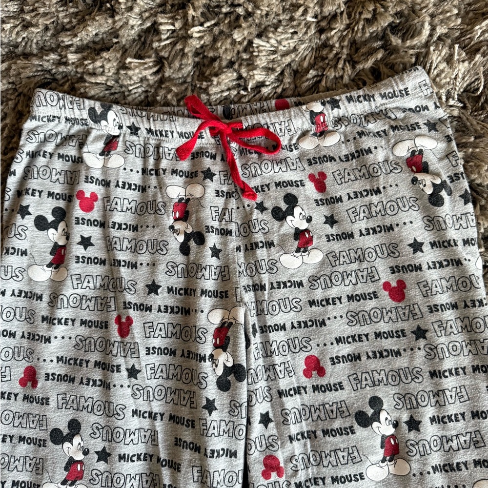Disney Gray and Red Mickey Mouse Pajama Bottoms